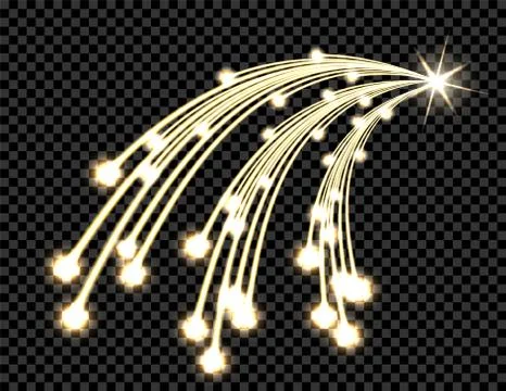 Abstract golden wave design element with shine and light effect on a dark bac Stock Illustration