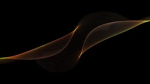Abstract golden wave distorted lines with lighting effect decoration on black Stock Illustration