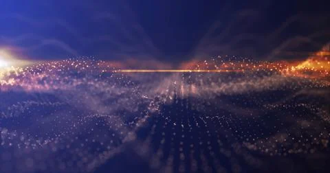 Abstract golden wave light pattern with a soft glow, creating a visual of e.. Stock Illustration
