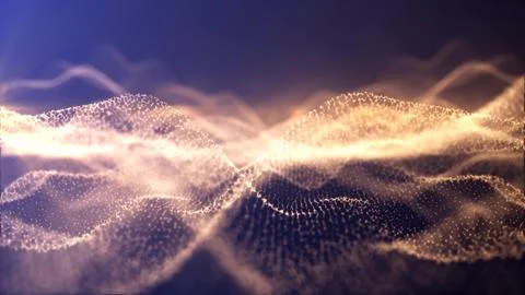 Abstract golden wave light pattern with a soft glow, creating a visual of e.. 스톡 일러스트