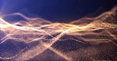 Abstract golden wave light pattern with a soft glow, creating a visual of e.. 스톡 사진