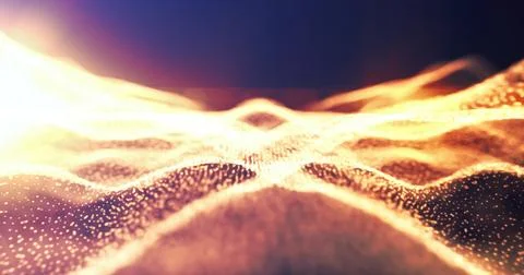 Abstract golden wave light pattern with a soft glow, creating a visual of e.. Foto stock