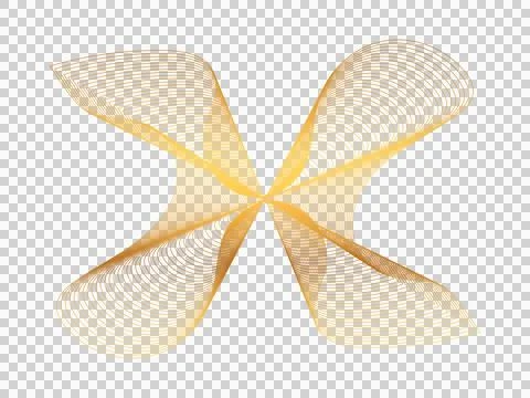 Abstract golden wave line pattern formed by many smooth thin lines on isola.. Stock Illustration
