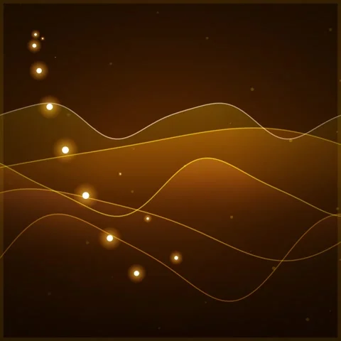 Abstract golden wave lines flowing across a dark background, digital energy.. Stock Footage 345690846
