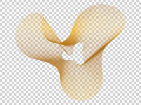 Abstract golden wave lines forming an organic trilobed shape on a white bac.. 스톡 일러스트
