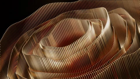 Abstract Golden Wave Pattern With Metallic Ribbons and Luxury Light Reflections Stock Footage 344234775