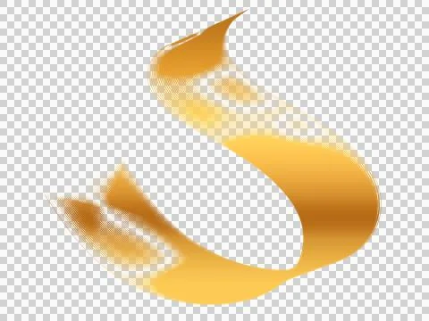 Abstract golden wave shape with fine parallel lines on isolated white backg.. Illustrazione stock