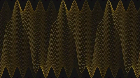 Abstract golden waveform on a dark background with intricate, flowing patterns Video stock 329952281