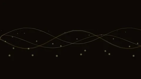Abstract golden waves and glowing particles on a dark background wallpaper Vídeo Stock 338309604