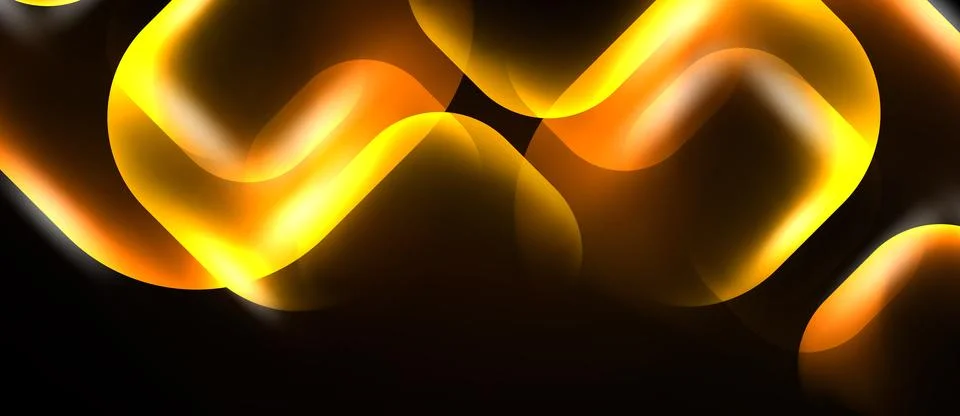 Abstract golden waves, flowing forms, dark background. Bright colors create 스톡 일러스트