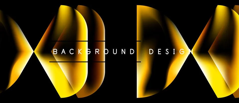 Abstract golden waves form dynamic design over black background. Elegant curv Stock Illustration
