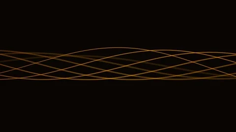 Abstract golden waves intersecting on a solid deep black background Video stock 338312023