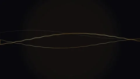 Abstract golden waves of light flowing against a deep black background Видео 338310182