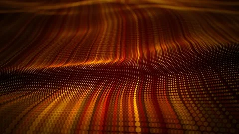 Abstract golden waves made of stripped lines of particles Stock Footage 280892565
