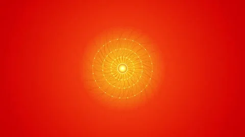 Abstract golden yellow geometric pattern with lines and dots moving on a re.. Stock Footage 348712695