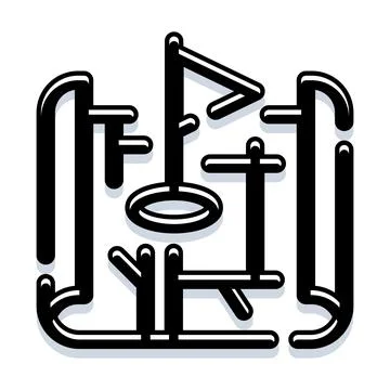 Abstract golf course map black outline icon Stock Illustration