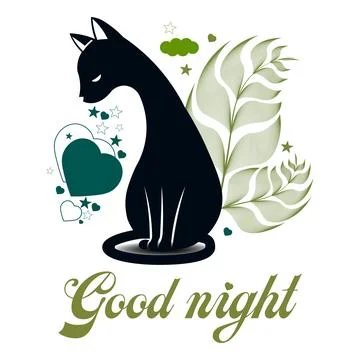 Abstract good night vector typographic greeting card. Good night typography.. Stock Illustration