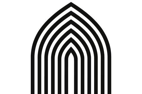 Abstract gothic archway with concentric black lines on white Stock Illustration