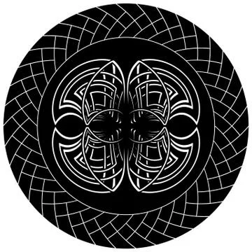Abstract gothic illustration with celtic symbol in knotted circle Stock Illustration