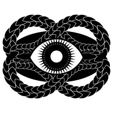 Abstract gothic illustration with eye framed by entwined snake skin Stock Illustration