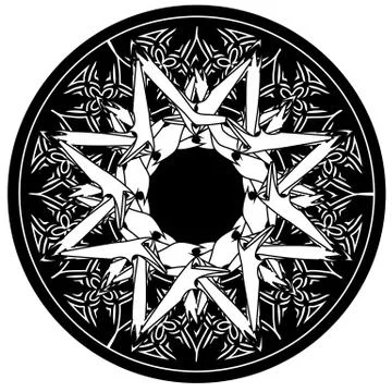 Abstract gothic illustration with octagonal star in the black circle Stock Illustration