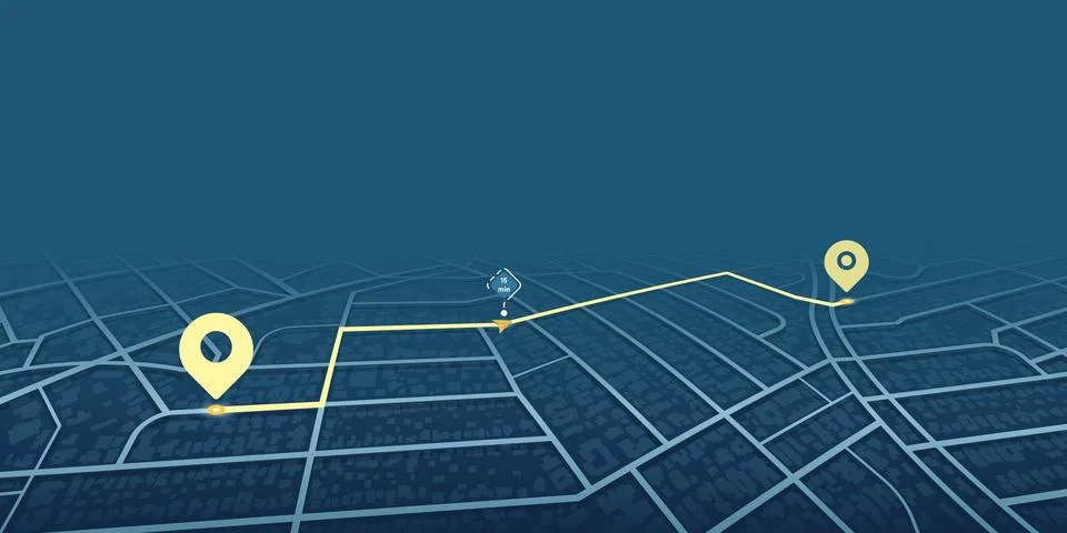 Abstract GPS navigation. Location tracker dashboard with data of arrive time Stock Illustration