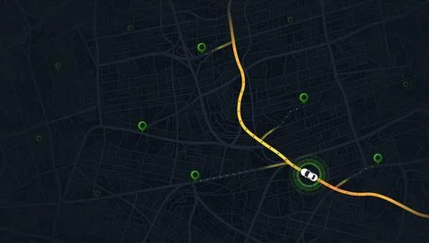 Abstract GPS navigation, smart car location and map pointer. City map featuring Stock Illustration