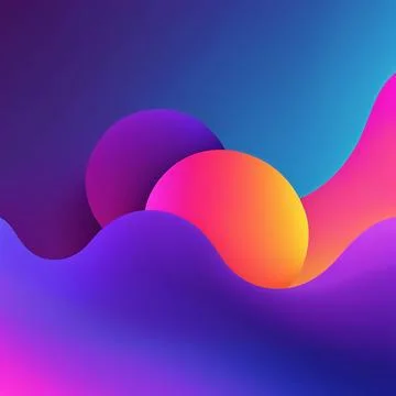 Abstract gradient 3d rainbow neon holographic colourful shapes illustration Stock Illustration