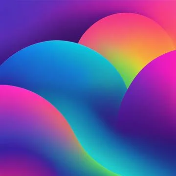 Abstract gradient 3d rainbow neon holographic colourful shapes illustration Stock Illustration
