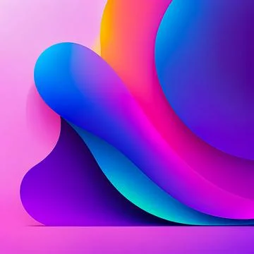 Abstract gradient 3d rainbow neon holographic colourful shapes illustration Stock Illustration