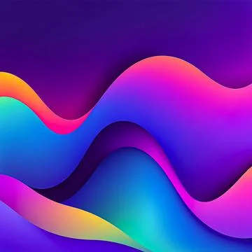 Abstract gradient 3d rainbow neon holographic colourful shapes illustration Stock Illustration