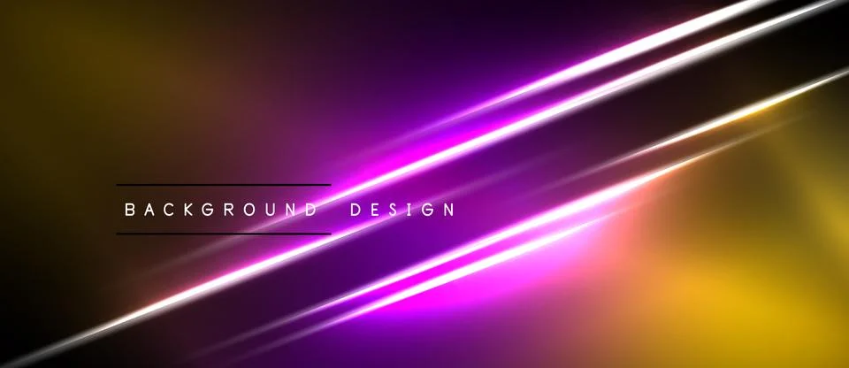 Abstract gradient background. Bright neon lines intersect dark space. Modern Stockillustratie