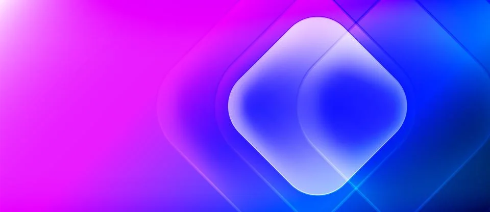 Abstract gradient background. Bright purple, blue hues create glowing diamond Stock Illustration