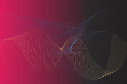 Abstract Gradient Background - Colorful Curved Wireframe Lines on Pink Blend Stock Illustration