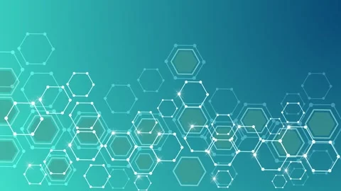 Abstract gradient background with connected hexagonal network pattern animati Stock Footage 329850372