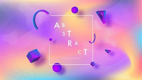 Abstract gradient background decorated with 3d geometric elements. Can be u.. 스톡 일러스트