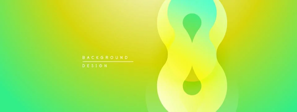 Abstract gradient background features flowing shapes. Yellow, green hues create Illustrazione stock