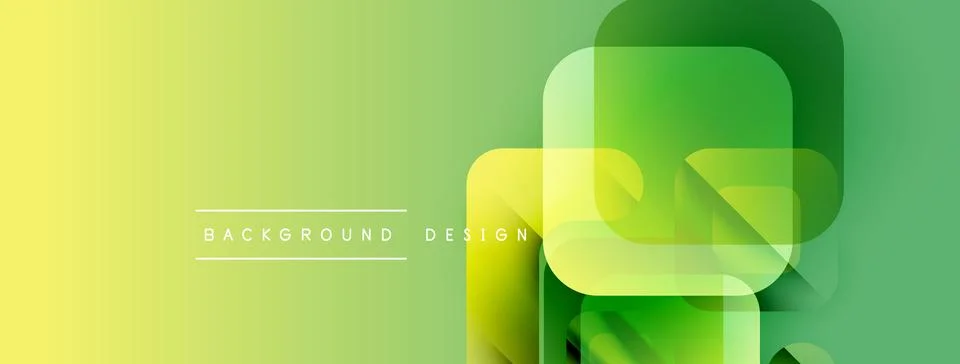 Abstract gradient background features overlapping rounded squares. Yellow Stock Illustration