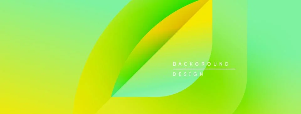 Abstract gradient background features overlapping leaf shapes. Vivid green, Stock Illustration