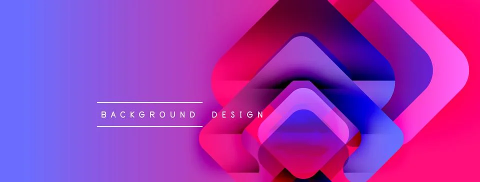 Abstract gradient background features overlapping rounded squares. Vivid purple, Stock Illustration
