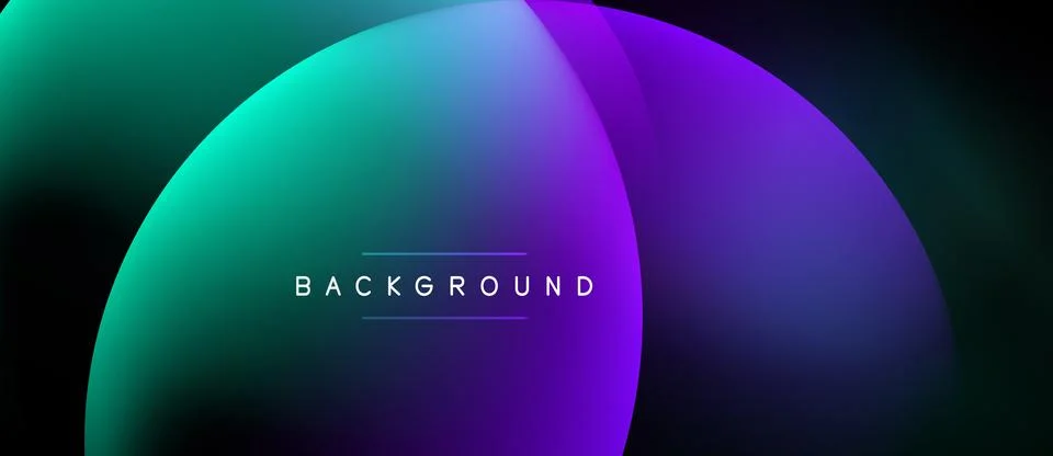 Abstract gradient background features vibrant teal, purple hues. Central text Stock Illustration