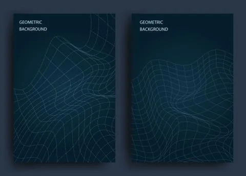 Abstract gradient background with geometric shapes and curved lines. Holographic Stock Illustration