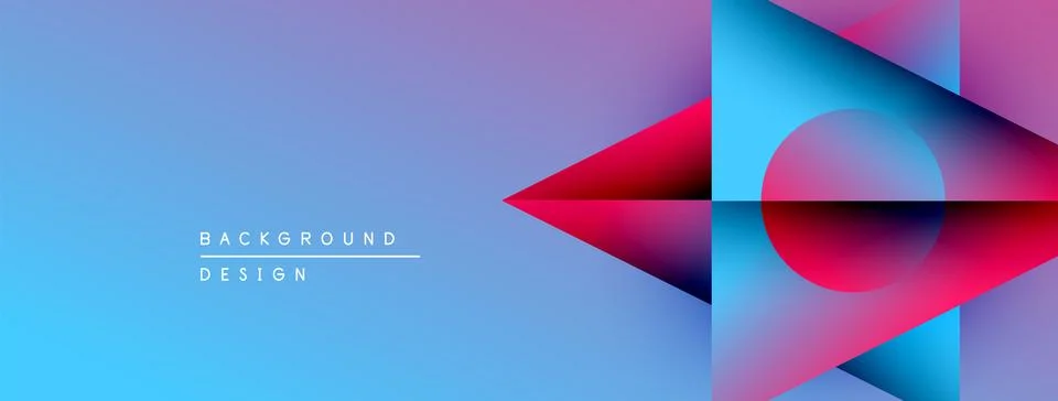 Abstract gradient background. Geometric shapes overlap, creating vibrant visual Illustrazione stock