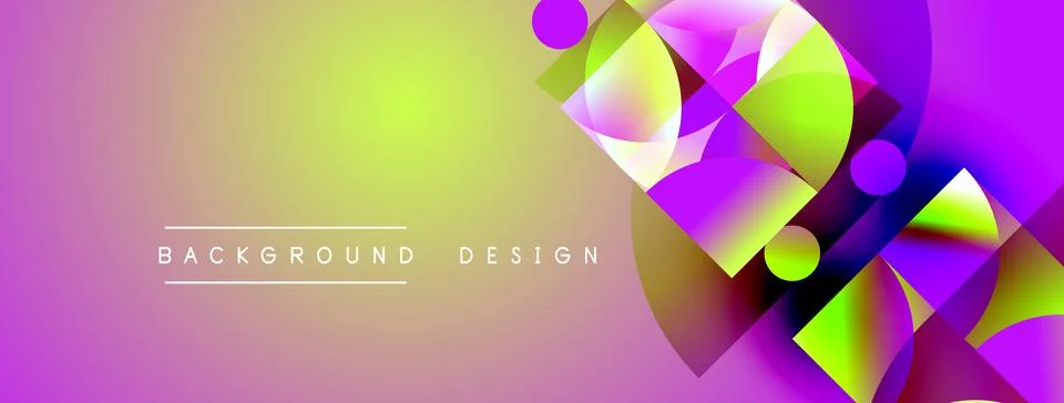 Abstract gradient background. Geometric shapes overlap creating vibrant visua Illustrazione stock