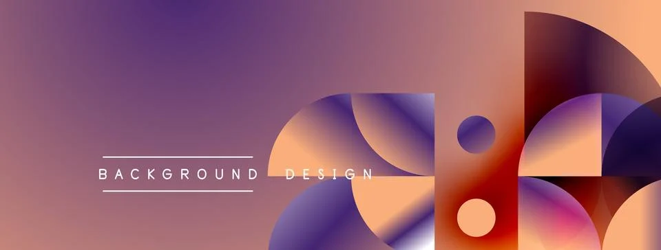 Abstract gradient background. Geometric shapes overlap, creating vibrant visu Stock Illustration