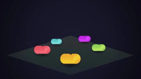 Abstract gradient background of glowing colorful geometric shapes Stock Footage 344516387