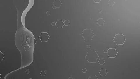 Abstract gradient background with glowing hexagon outlines and smooth wave .. Vidéo 337082202