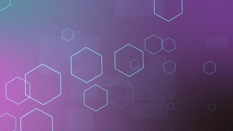 Abstract gradient background with glowing hexagon line shapes and soft digi.. Stock Footage 337083047