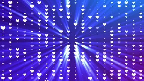 Abstract gradient background with hearts in cartoon style. Bright rays Stock Footage 310325802