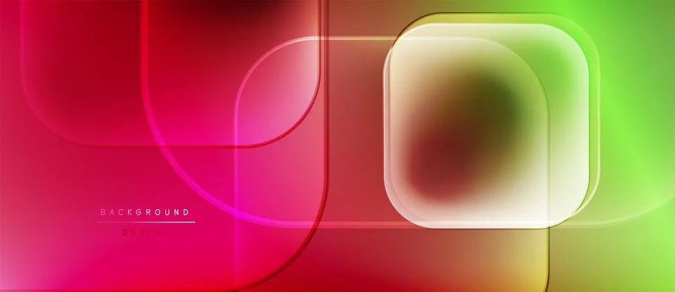Abstract gradient background. Neon lines form rounded squares, vibrant colors Stock Illustration